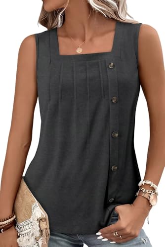 KISSMODA Womens Boho Tops for Summer Sleeveless Tanks Loose Fit Casual Blouse Daily Shirts for Leggings (S-3XL)