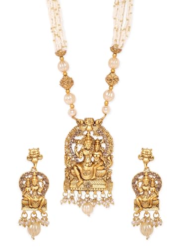 Image of Rubans Long Necklace Set Gold Plated Traditional Stylish Multicolour Jewellery Gift for Women & Girls