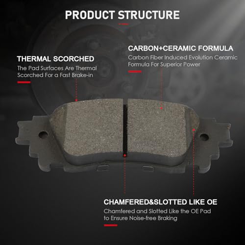 Image of cciyu D1324 & D1805 Front & Rear Ceramic Brake Pads For Lexus NX200t 15-17 For NX300 18-21 For NX300h 15-21,For RX350 16-21 For RX350L 18-21 For RX450hL 20-21,For Toyota Avalon 20-21 For Camry 20-21