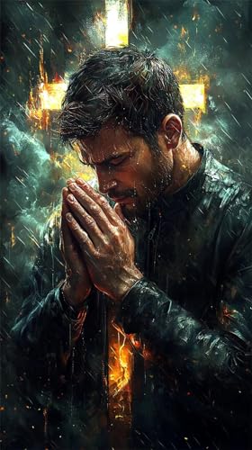 DIY 5D Adultos y principiantes Diamante Pintura Arts Taladro Completo Kits Diamond Painting Creyente Devoto De La Religión Imagen Pintura Para Decoración Pared Hogar Taladro Cuadrado 55x100cm AD2612