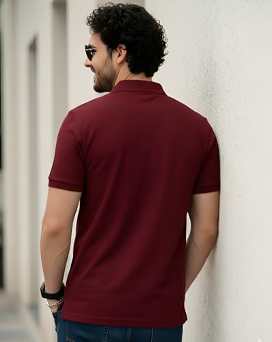 Image of AUSK Men's Half Sleeve Regular Tshirt Colorblock Polo Neck Black