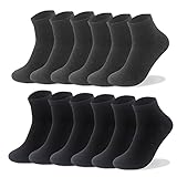 JDQ 12 Pairs Casual Low Cut Crew Socks Cotton No Show Socks Comfort Lightweight Athletic Sport Running Tube Ankle Socks for Mens Women Unisex (6 Black+6 Gray) - L