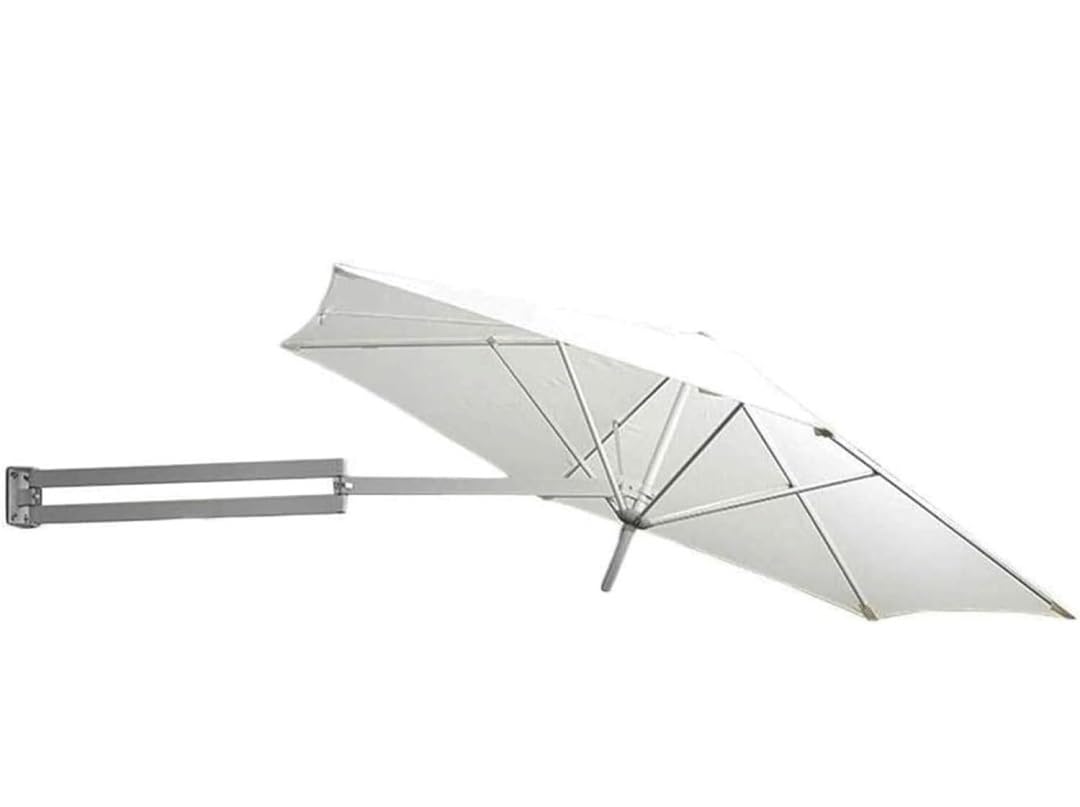 Parasole Parasol ogrodowy montowany na ścianie, mocniejsza rama Parasol ogrodowy z 8 żebrami, aluminiowa uchylna osłona przeciwsłoneczna Parasol Ogrodowy(White)