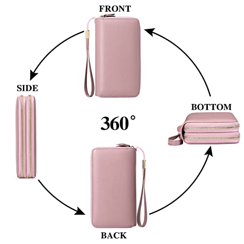Sendefn Womens Wallet Zip Around Card Holder Large Leather Phone Wristlet With Rfid Blocking #TOP3