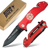 Red Firefighter Rescue Knife – Emergency Window Breaker...