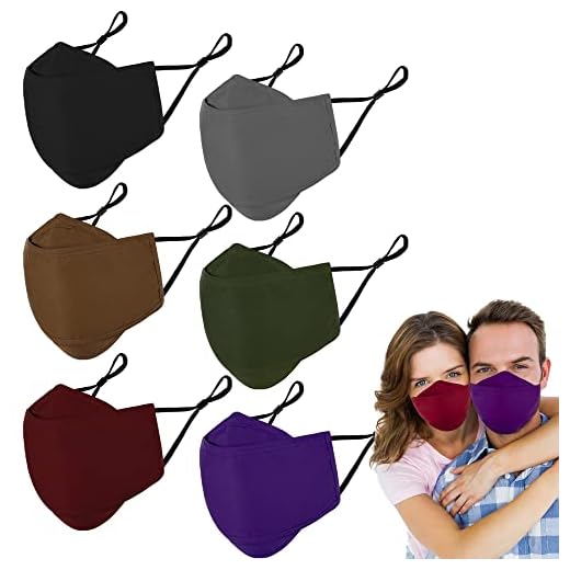 Reusable Cloth Face Masks Washable - 4 Layer 4D Anti Fogging Adult Face Mask with Nose Wire, Breathable Adjustable Mask