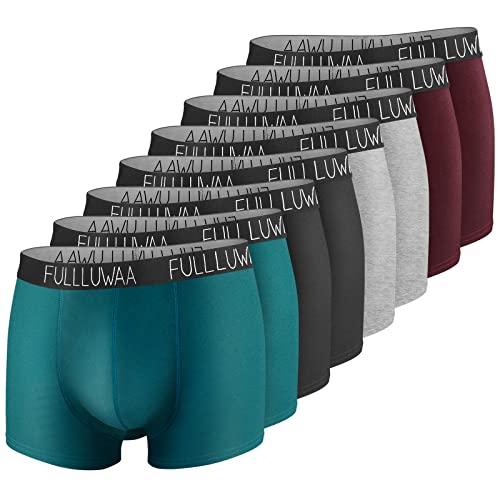 Fullluwaa Fitted Boxers Shorty (Lot de 8) Homme Coton sous-vêtement Trunk Caleçons ,XL,Multicolore