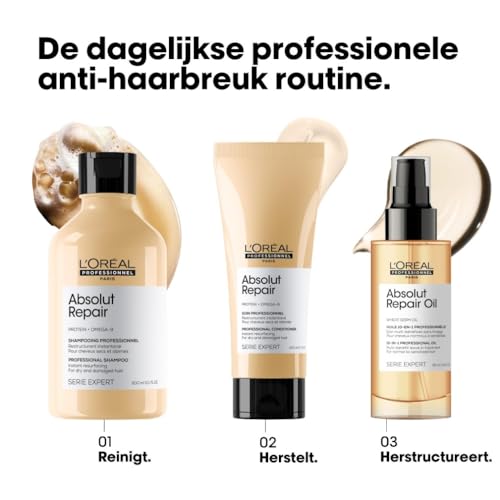 L'Oréal Professionnel, Herstellende Shampoo, Voor Beschadigd en Droog Haar, Herstelt en Herstructureert Het Haar Zonder Het te Verzwaren, Met Proteïnen, Absolut Repair, 500ml - Afbeelding 5