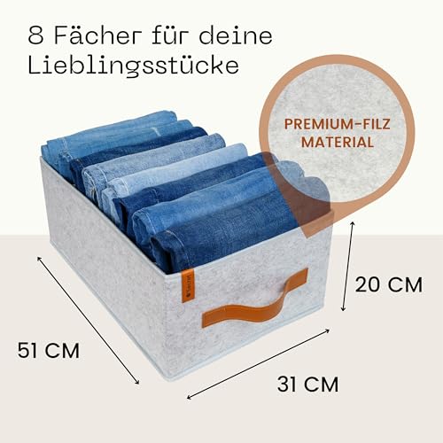 o’secret Kleiderschrank Organizer Kleideraufbewahrung für Jeans, Hosen, T-Shirts, Unterwäsche - Schrank Organizer Schubladen Organizer (PAX100, 3 Stück)