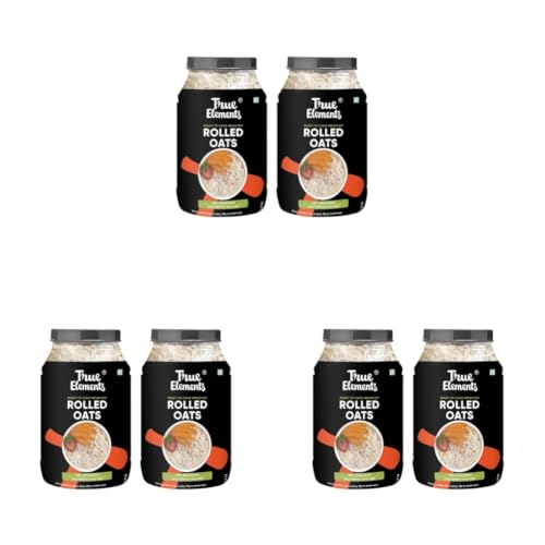 Image of True Elements Rolled Oats 1.2kg (Pack of 6) | 100% Whole Grain | High Fiber & Protein | Healthy Breakfast Cereal | Jumbo Oats useful for oatmeal | Diet Food for Weight Management