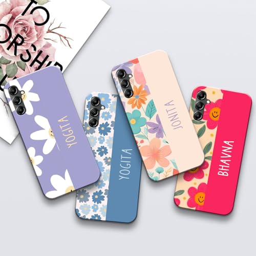 Image of COLORflow Back Cover Compatible with Samsung A14 5G / 4G | Floral Names Customized Back Cover Compatible with Samsung Galaxy A14 5G / 4G