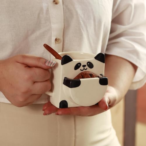 Image of Craftribal Cute Panda Ceramic Mug with Cookie Pocket for Tea, Coffee, Milk, Beverage Lover, Gifting, Girls, Boys, Kids, Friends, Anniversary, Birthday & Loved Ones Capacity (250 ml)