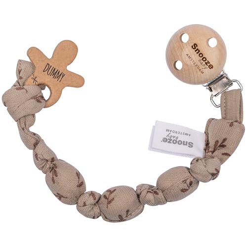 Snoozebaby Schnullerkette Baby - Schnullerkabel Bio - Schnullerkordel - Schnullerschnur - Schnullerband - Schnuller - Braun - Hazel Brown