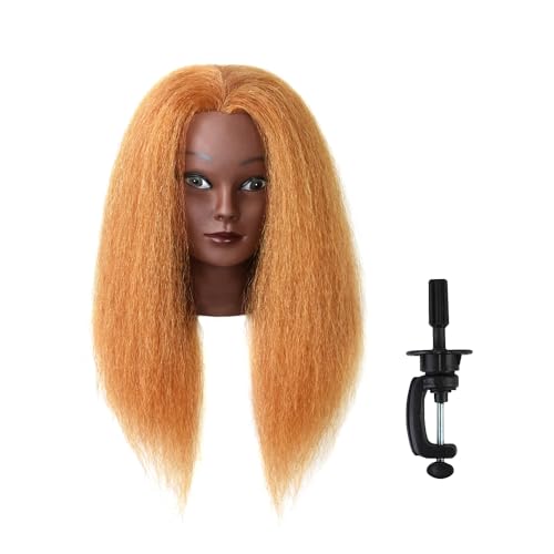 Tête d'entraînement pour coiffeur en cheveux afro de qualité supérieure dorés 14 pouces