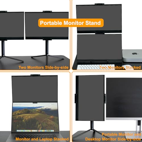FeeLazy Portable Monitor Stand 15.6 18.5 inch Travel Monitor Stand iPad Tablet Holder with Super Wide Clamp Swivel Tilt Ball Joint Telescopic Pole and Foldable Tripod FL11C by FeeLazy - Used condition - Image 2