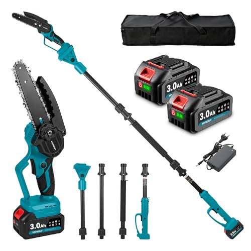 Yofidra 2 en 1 Tronçonneuse Télescopique Électrique & Tronçonneuse Portative 6 Pouces - 2 Batteries de 3.0Ah, Perche Démontable jusqu'à 4.6M, pour Taille...