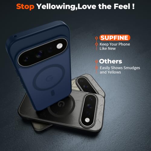 Image of SUPFINE Magnetic for Google Pixel 11 Pro XL Case - Sapphire Blue | With Screen Protector,Translucent Matte,Built-in Magnets,Military Grade Drop Protection,Shockproof Phone Cover