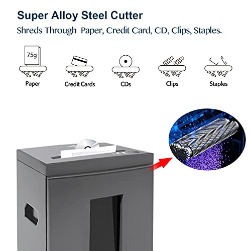 Wolverine 10-Sheet Super Micro Cut High Security Level P-5 Heavy Duty Paper/Cd/Card Ultra Quiet Shredder For Home Office By 40 Mins Running Time And 6 Gallons Pullout Waste Bin Sd9612 (Grey Etl) #TOP3
