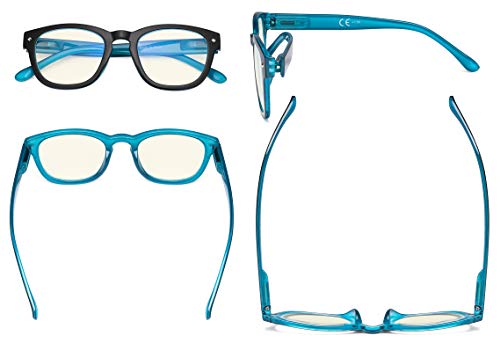 Image of Eyekepper Blue Light Filter Reading Glasses - UV420 Protection Computer Reader Eyeglasses - Black-Blue +1.50