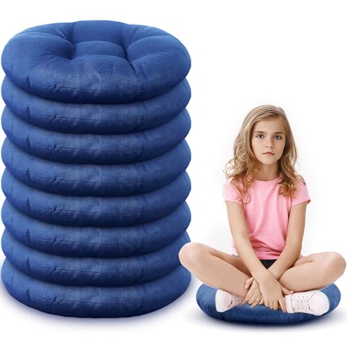Fumete 8 Pcs Round Floor Cushions for Classroom Kids,Jewelry Blue