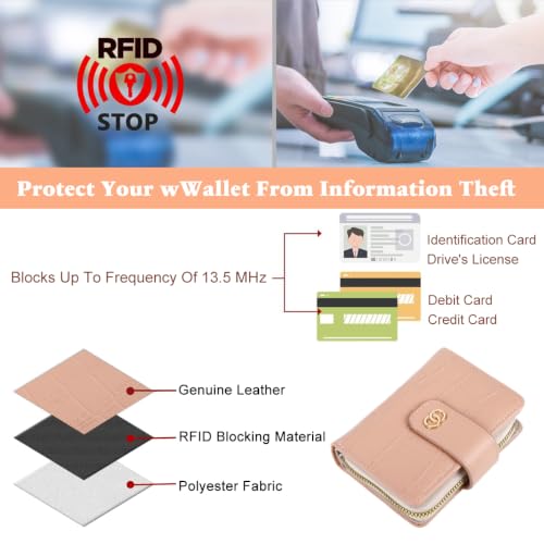 Image of PALAY Small Wallet for Women Bifold Compact PU Leather Crocodile Pattern Ladies Purse with Card Slots and Coin Pocket for Daily Use and Traveling