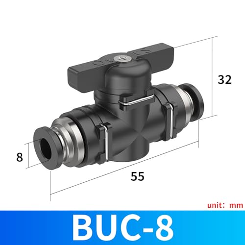 Válvula de mano para interruptor manual neumático y conector rápido BUC de 8 mm 3