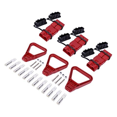 YOUYIEN 175A Wire Connector(6PCS),Fit for 1/0 AWG, Battery Cable Quick Connect Disconnect Plug, Kit for Connect Recovery Winch Auto Car Trailer Driver Electrical Devices(RED) Cover