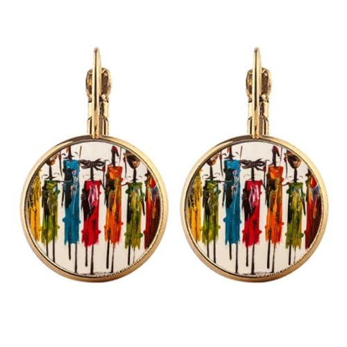 Boucles d'oreilles clip africaines pendantes sans douleur coloris noir et or chic