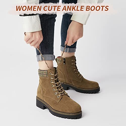 VERDASCO Womens Boots Ladies Casual Water-Resistant Lace Up With Zipper Inside Boots Fashion Round Toe Lug Sole Ankle Boots&Booties for Women2