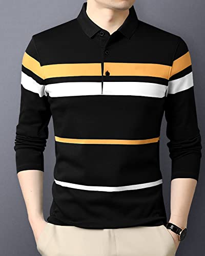 Image of Noble Monk Men's Polycotton Regular Fit Full Sleeves Polo T-Shirt