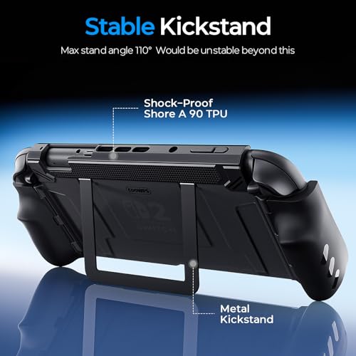 Image of COOWPS P3 Protective Dockable Case for Nintendo Switch 2 with Flip Stand, Non-Slip Ergonomic Grip, Stable Kickstand, Military-Grade Protection Switch 2 Case