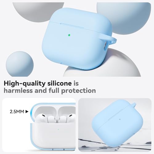Image of Meyaar for AirPods Pro 3 Case 2025 with Cleaner Kit,Soft Silicone Protective Cases for Apple AirPods Pro 3rd Generation Case for Women Men,AirPod Pro 3 Cases Cover Accessories with Keychain(Sky Blue)