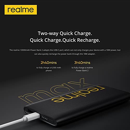 Image of realme 10000 mAh Lithium Polymer Power Bank with 18 Watt Fast Charging, Black
