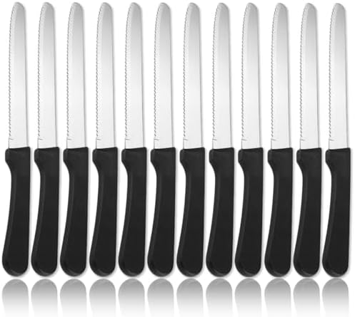 Steak Knives Set of 12, ReaNea Stainless Steel Steak Knife Set, Serrated Steak Knives, Gifts for Home, Restaurant, Parties, Wedding, Camping, Outdoor