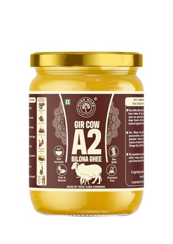 A2 Desi Gir Bilona Cow Ghee| Vedic Curd Churned Process |Lab Certified Farm Fresh Tuppa |Pure Desi Nei | Natural and NON GMO Ghia| 500ml
