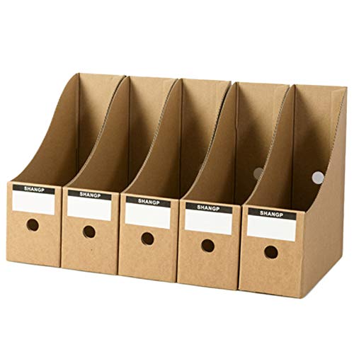 Meaor - Revistero de 5 niveles, de cartón, revistas, libros, de papel kraft, caja de almacenamiento de escritorio, separador, documentos, papelería, caja de almacenamiento, gabinete de almacenamiento Cover