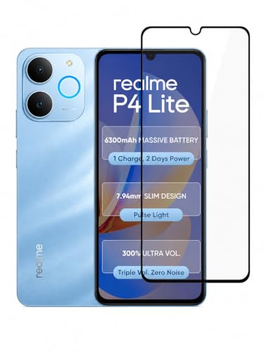 Image of EitanshaKart Military-Grade Tempered Glass Screen Protector Compatible for Realme P4 Lite 4G with Edge to Edge Coverage and Easy Self Installation Kit (realme P4 Lite 4G)