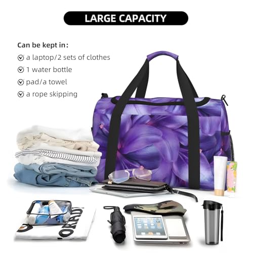 Sac de week-end imprimé fleurs de lys violettes motif chic