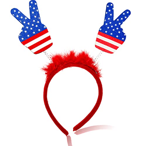 Diadema para el Día de la Independencia del 4 de julio, temática patriótica, aro para el pelo, diadema, diadema de felpa, decoración para el pelo, 4 de julio, suministros para el cabello, accesorios