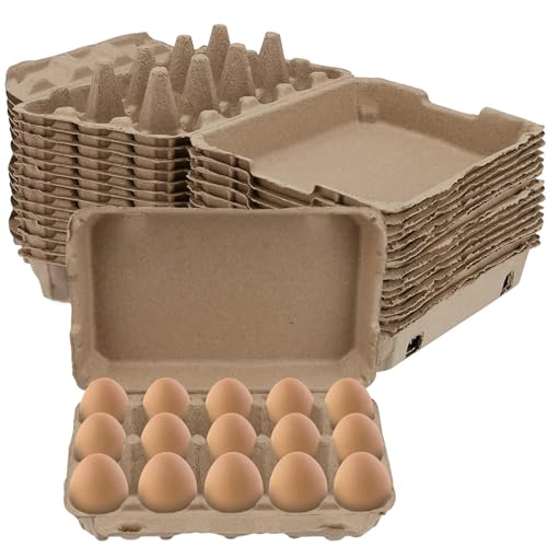 KEILEOHO 15 Pack Eggs Cartons Bulk Blank Natural Pulp Egg Cartons Holds 15 Eggs 3x5 Style Egg Storage Containers Holder