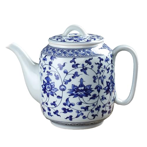 Mozacona Ceramic Teapot, Blue and White Tea Pot, Coffee Pot with Lid, 28oz