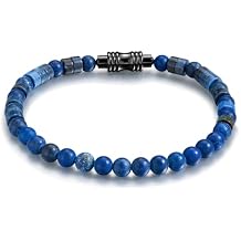 TRUMIUM Beaded Bracelets for Men Women Hematite 6mm Lapis Lazuli Mens Bracelet Gemstone Jewelry for Him 7.5/8.3/9 Inch Length