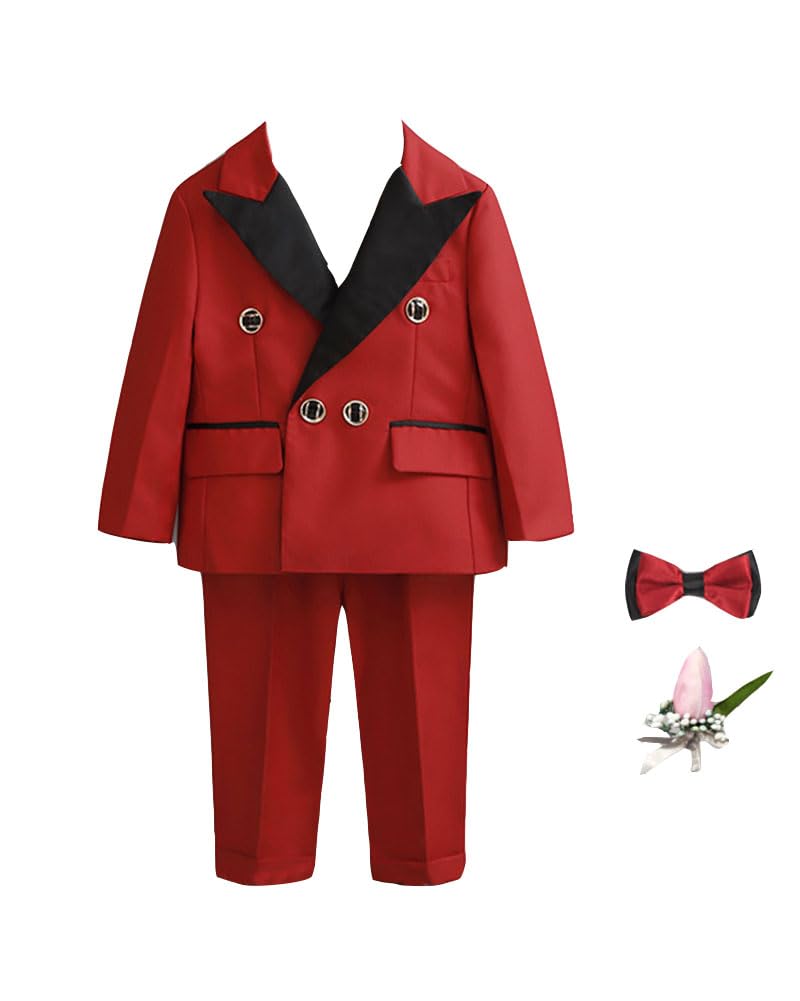 Ragazzi Set di Abbigliamento per Battesimo Festivo di Matrimonio Britannico Completi Blazer e Abito da Smoking Formale Papillon Camicia Pagliaccetto Battesimo