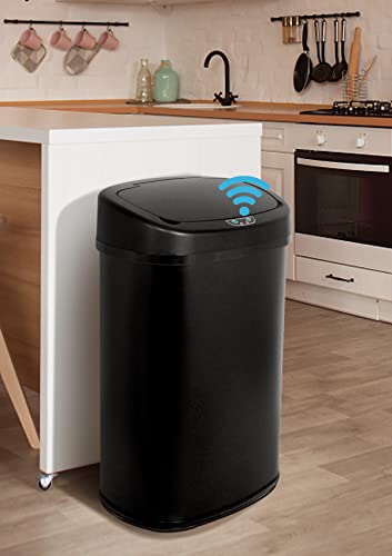 Basura automática 13 galones acero inoxidable negra