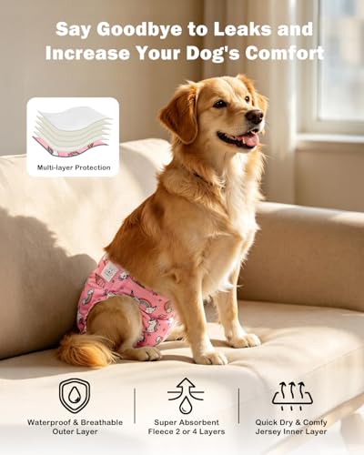 Image of CuteBone Dog Diapers Female Washable Small Medium Large 3 Pack Reusable Doggie Diapers Puppy Period Pants for Doggy Heat Cycle Peeing