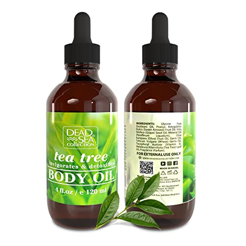 Dead Sea Collection Body Oil For Dry Skin - Tea Tree & Vitamin E, A, D Moisturizing Oil - Anti-Aging And Skin Elasticity Support - (4 Fl.oz) #TOP6