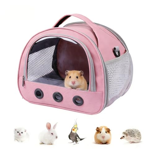 Kleintier-Transportbox Tragbare, atmungsaktive Transportbox für Meerschweinchen mit transparentem Fenster und atmungsaktivem Netzgewebe für Vögel, Ratten, Hamster und andere Kleintiere