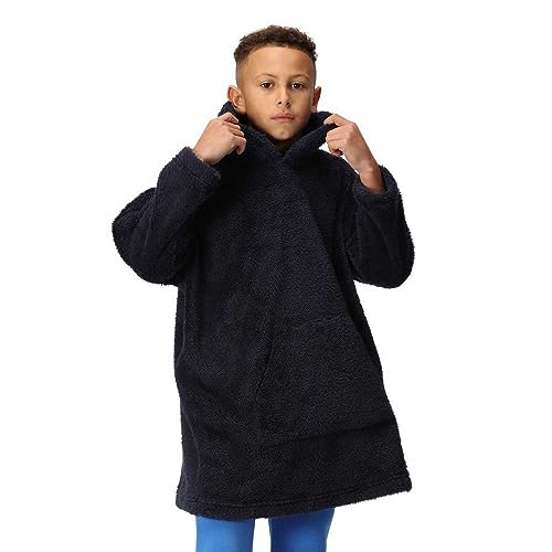 Kids Cosy Borg Fleece Oversized Hoodie Poncho - Navy - 3-5 Yrs