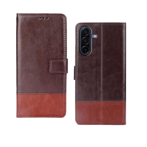 Image of amazon basics Samsung Galaxy A17 5G Flip Cover | Card Pockets Wallet & Stand | Flip Cover for Samsung Galaxy A17 5G (Coffee and Tan)