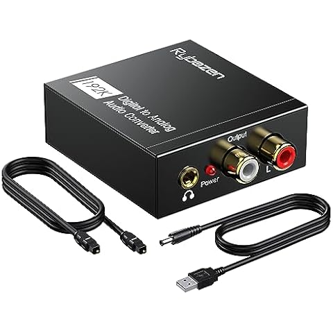DAC 192KHz Digital to Analog Audio Converter, Aluminum Signal Converter Optical to RCA Converter with Optical Coaxial Cable, Toslink Optical to 3.5mm Adapter for PS4 HD DVD Home Cinema Systems Cover